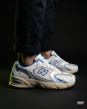 NB 530 Mesh Panelled Retro Runner White 2 White Blue Silver