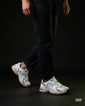NB 530 Mesh Panelled Retro Runner White 2 White Blue Silver