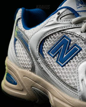 NB 530 Mesh Panelled Retro Runner White 2 White Blue Silver