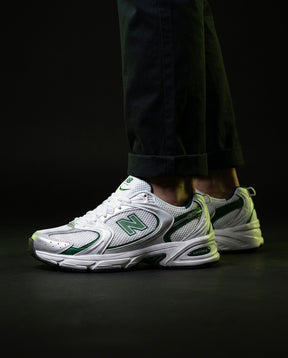 NB 530 Mesh Panelled Retro Runner White 1 White Green Silver