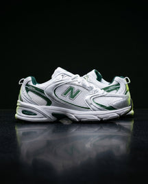 NB 530 Mesh Panelled Retro Runner White 1 White Green Silver