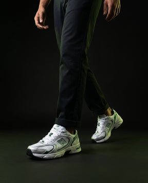 NB 530 Mesh Panelled Retro Runner White 1 White Green Silver