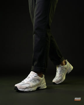 NB 530 Mesh Panelled Retro Runner White 1 White Grey