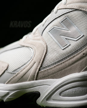 NB 530 Mesh Panelled Retro Runner White 1 White Grey