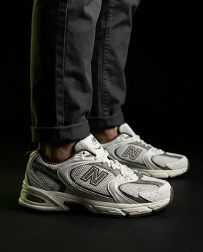 NB 530 Mesh Panelled Retro Runner White 1 White Grey Brown