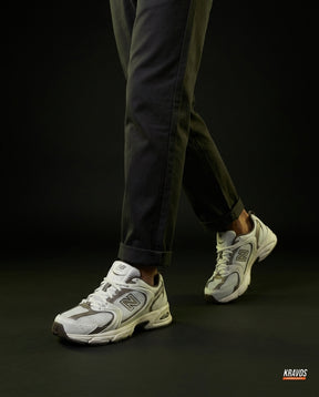 NB 530 Mesh Panelled Retro Runner White 1 White Grey Brown