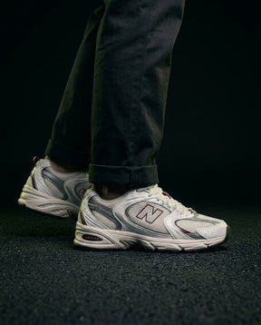 NB 530 Mesh Panelled Retro Runner White 1 White Grey Burgundy