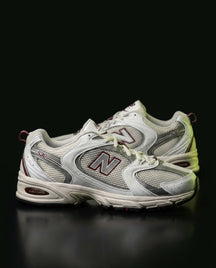 NB 530 Mesh Panelled Retro Runner White 1 White Grey Burgundy