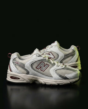 NB 530 Mesh Panelled Retro Runner White 1 White Grey Burgundy