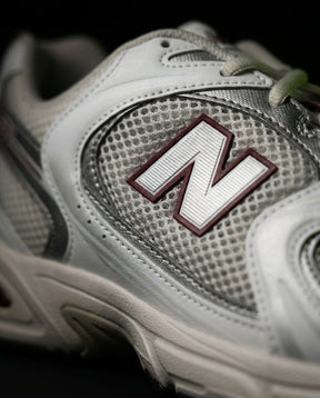 NB 530 Mesh Panelled Retro Runner White 1 White Grey Burgundy