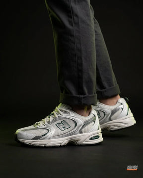 NB 530 Mesh Panelled Retro Runner White 1 White Grey Green