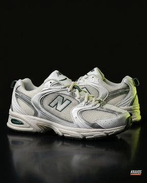 NB 530 Mesh Panelled Retro Runner White 1 White Grey Green