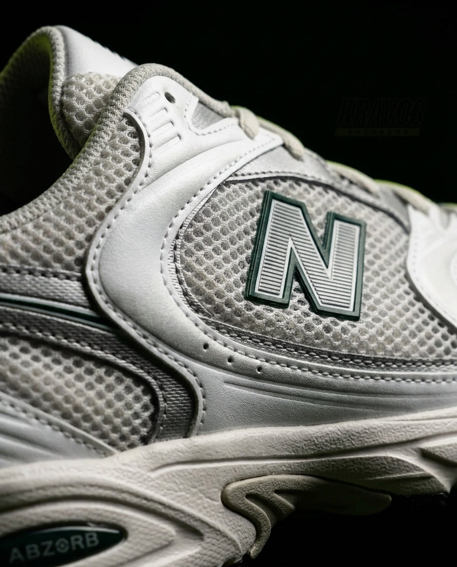 NB 530 Mesh Panelled Retro Runner White 1 White Grey Green