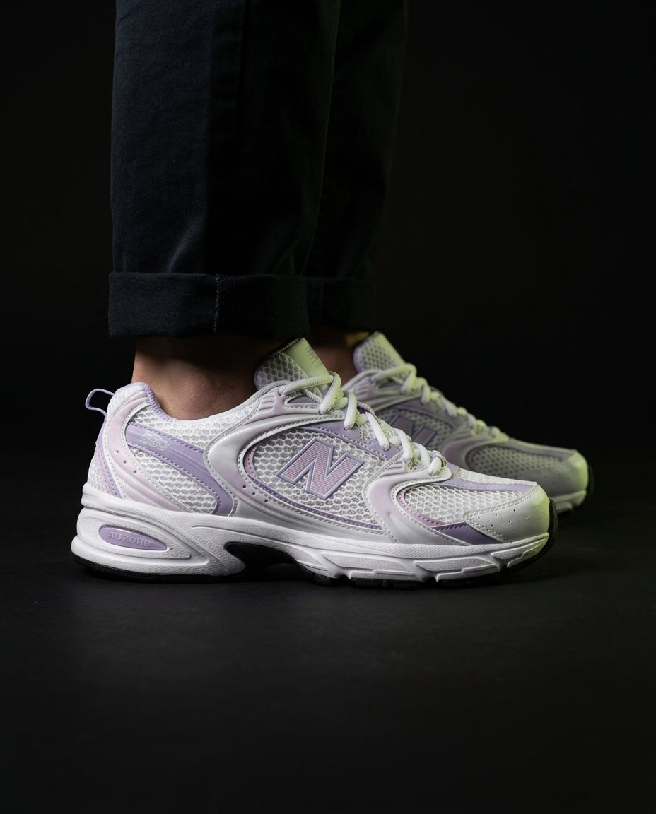 NB 530 Mesh Panelled Retro Runner White 2 White Lilac