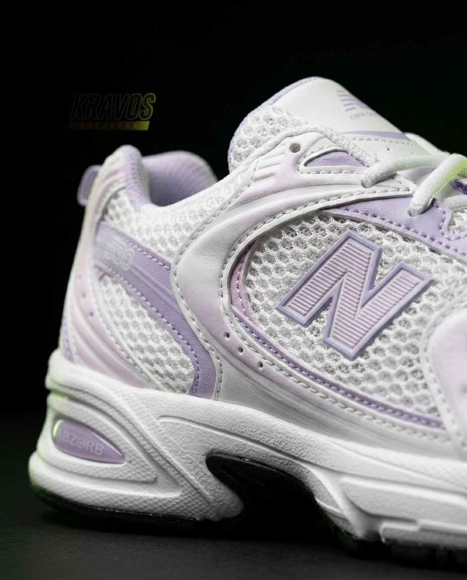 NB 530 Mesh Panelled Retro Runner White 2 White Lilac