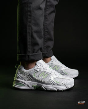 NB 530 Mesh Panelled Retro Runner White 1 White Mint Silver
