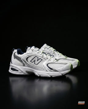 NB 530 Mesh Panelled Retro Runner White 2 White Navy Silver