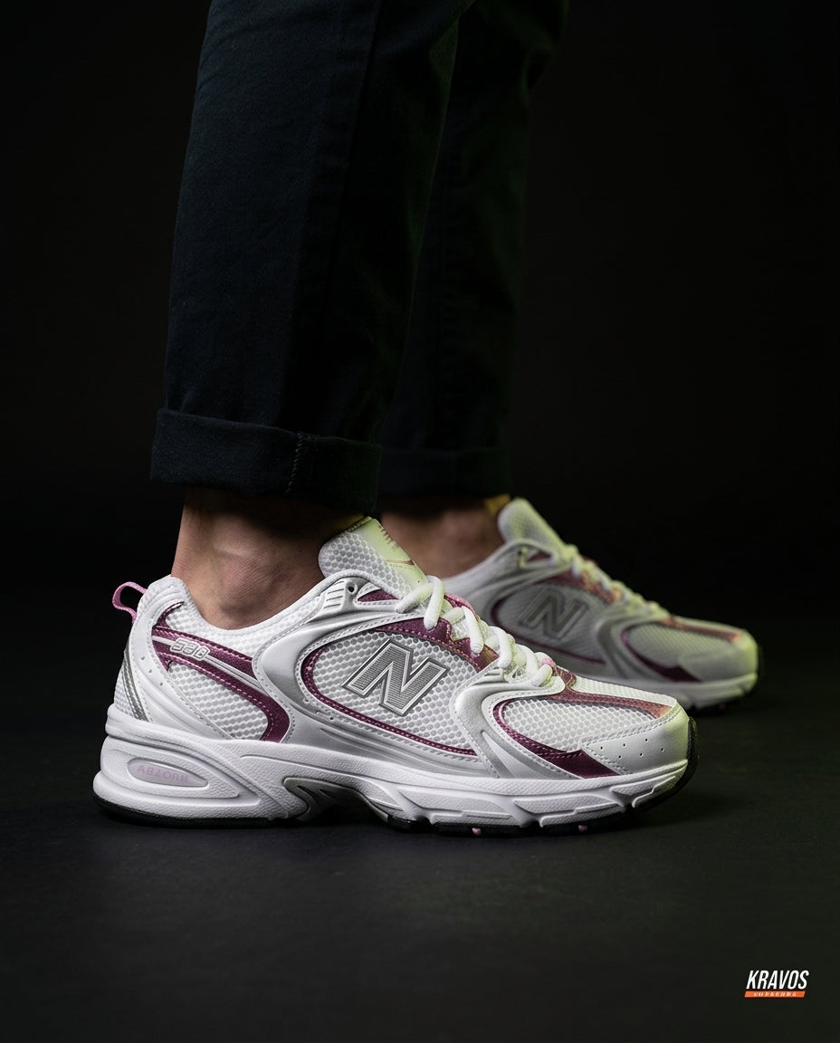 NB 530 Mesh Panelled Retro Runner White 2 White Pink