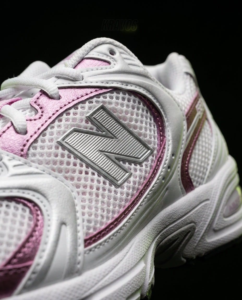NB 530 Mesh Panelled Retro Runner White 2 White Pink