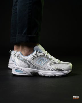 NB 530 Mesh Panelled Retro Runner White 2 White Silver Blue