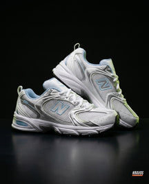 NB 530 Mesh Panelled Retro Runner White 2 White Silver Blue