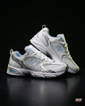 NB 530 Mesh Panelled Retro Runner White 2 White Silver Blue
