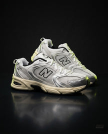 NB 530 Mesh Panelled Retro Runner White 2 White Silver Cream