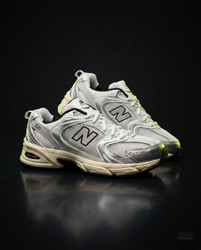 NB 530 Mesh Panelled Retro Runner White 2 White Silver Cream
