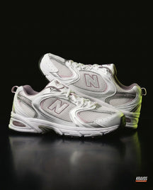 NB 530 Mesh Panelled Retro Runner White 2 White Silver Pink
