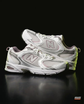 NB 530 Mesh Panelled Retro Runner White 2 White Silver Pink