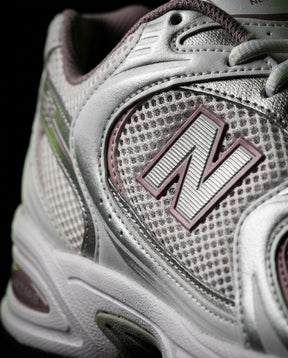 NB 530 Mesh Panelled Retro Runner White 2 White Silver Pink