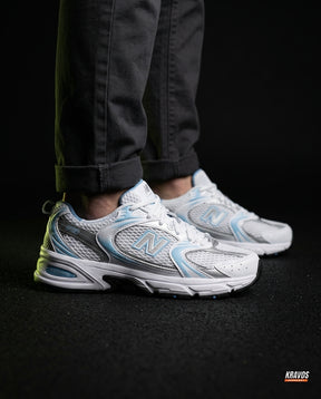 NB 530 Mesh Panelled Retro Runner White 1 White Sky Blue Silver