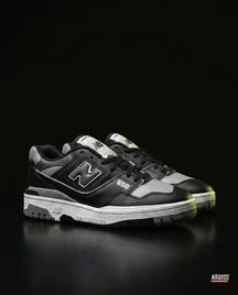NB 550 Leather Panelled Court Trainer Black Black Grey White
