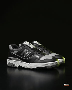NB 550 Leather Panelled Court Trainer Black Black Grey White