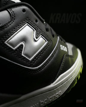NB 550 Leather Panelled Court Trainer Black Black Grey White