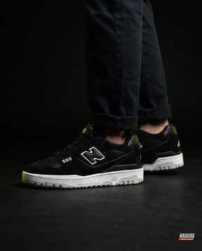 NB 550 Leather Panelled Court Trainer Black Black White