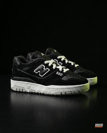 NB 550 Leather Panelled Court Trainer Black Black White