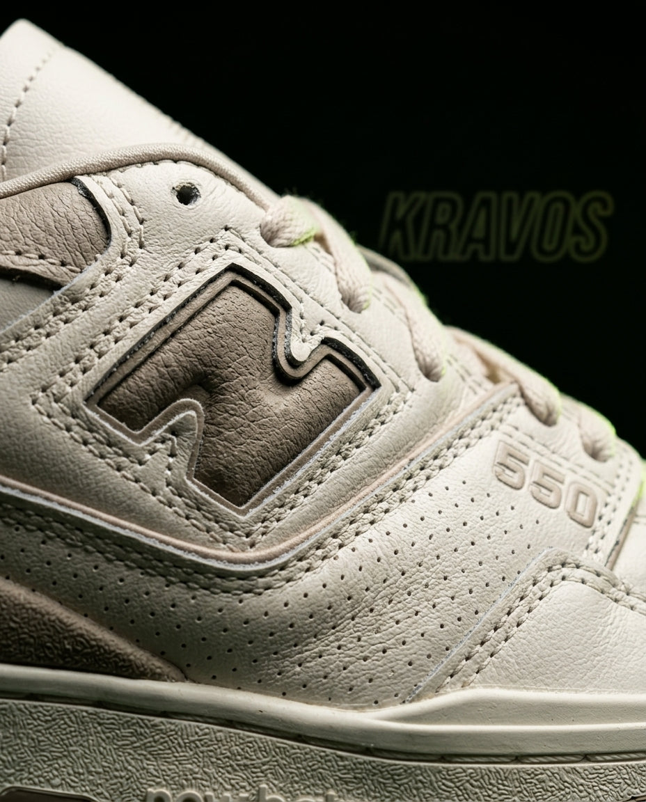 NB 550 Leather Panelled Court Trainer Cream Cream Taupe