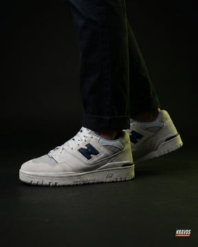 NB 550 Leather Panelled Court Trainer Mixed Grey Navy White