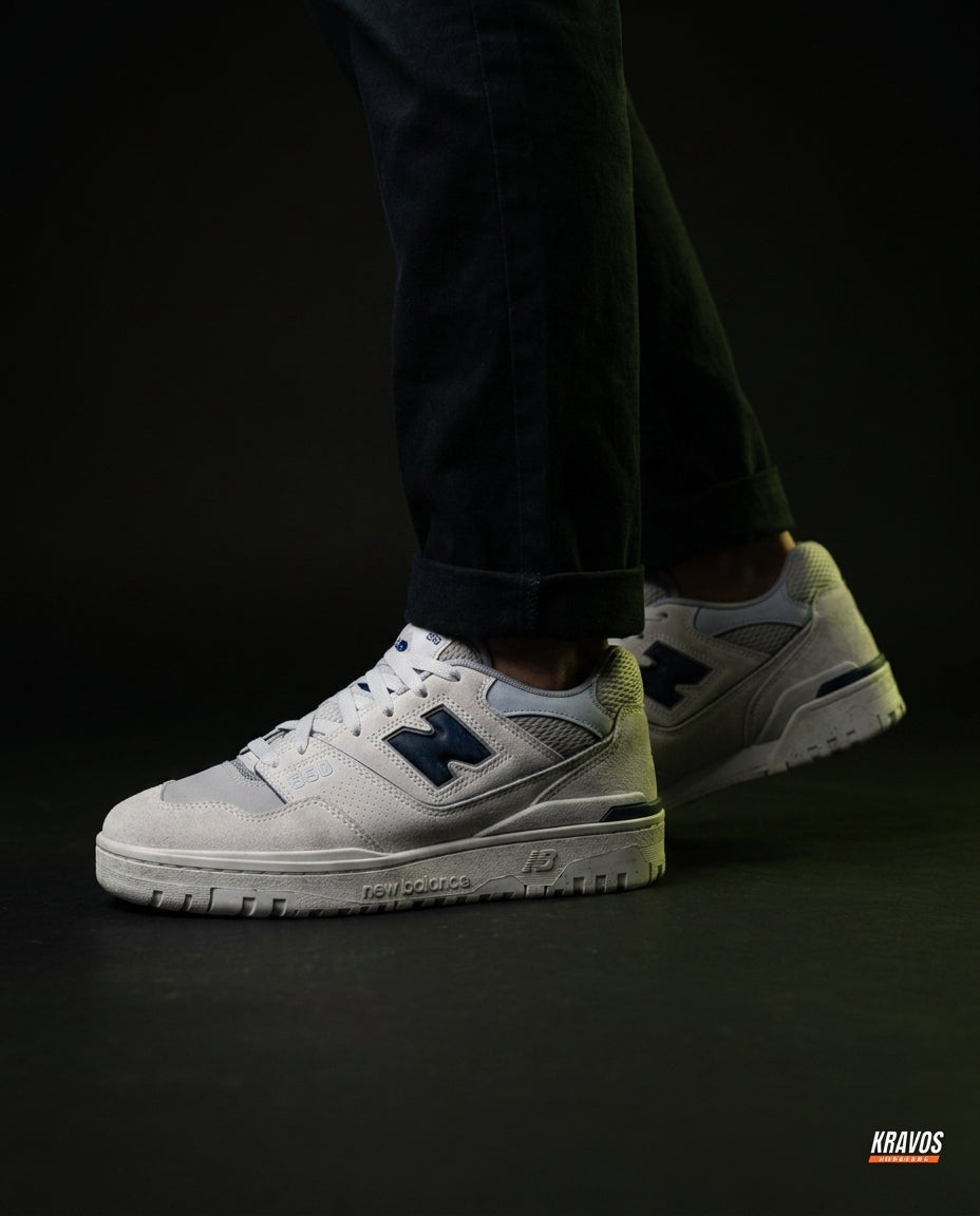 NB 550 Leather Panelled Court Trainer Mixed Grey Navy White