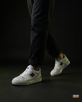 NB 550 Leather Panelled Court Trainer Mixed Grey Navy White