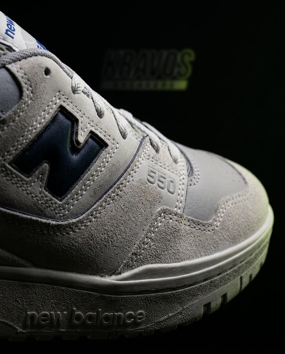 NB 550 Leather Panelled Court Trainer Mixed Grey Navy White
