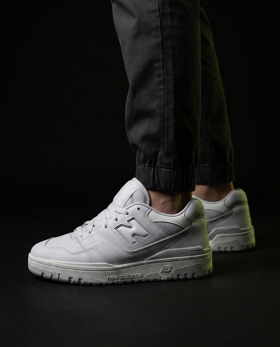 NB 550 Leather Panelled Court Trainer Mixed Grey White