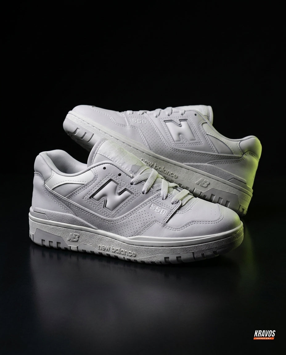 NB 550 Leather Panelled Court Trainer Mixed Grey White
