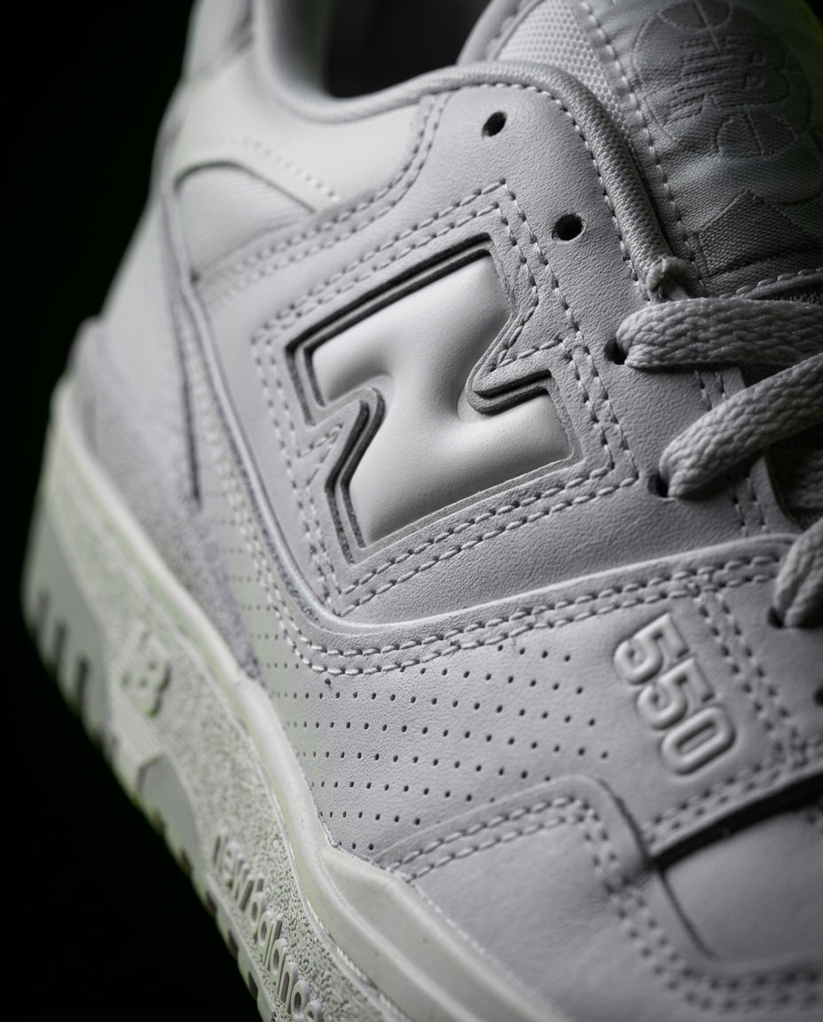 NB 550 Leather Panelled Court Trainer Mixed Grey White