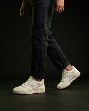 NB 550 Leather Panelled Court Trainer Cream Off White