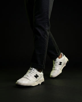 NB 550 Leather Panelled Court Trainer Cream Off White Black
