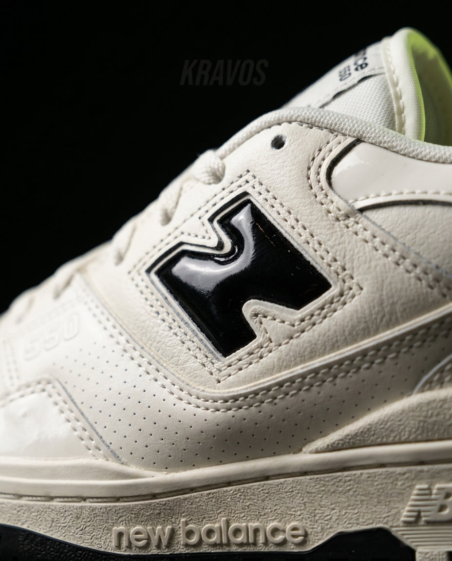 NB 550 Leather Panelled Court Trainer Cream Off White Black