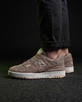 NB 550 Leather Panelled Court Trainer Mixed Taupe White