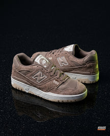 NB 550 Leather Panelled Court Trainer Mixed Taupe White
